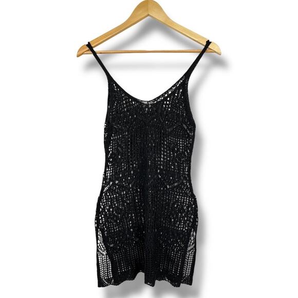 Unbranded Open Knit Swim Cover Bodycon Women’s S Black Swim Cover-up Beach Pool - Picture 1 of 4